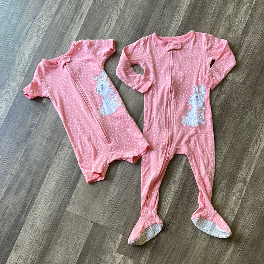 **LAST CHANCE!! Carter’s Pink Polka Dot Bunny Zip Up Bundle Size 18 Months